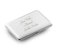 Personalised Cigarette Case/Holder Silver Finish In Presentation Box - Engraved With Your Custom Text.