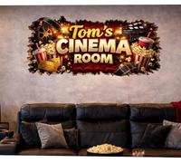 Personalised Cinema Room Movies 3D Brick Wall Art Sticker, Graphics, Decals,Man Cave, ng13 (55cm x 24cm)