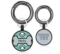 Personalised Circle Dog Tag Engraved for Pet with Paw Bone Silicone Custom Dog Name Tags Double Sided Engraved Pet ID Tag 30x30mm