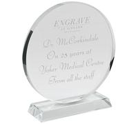Personalised Circular Glass Trophy for Kids and Adults - Ideal for Corporate Events, Award for Employees Achievement & Appreciation - Display for Shelves & Trophy Racks (Custom Text+Logo, 14cm)