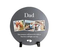 Personalised Circular Memorial Photo Slate with Stand - Custom Message | Sympathy Gift, Remembrance | 20cm Diameter