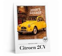Personalised Citroen 2CV Print - Custom Classic Car A4 A3 Framed Unframed Wall Decor - Car Garage Birthday Present Wall Art (Yellow, A4 Print)