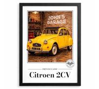 Personalised Citroen 2CV Print - Custom Classic Car A4 A3 Framed Unframed Wall Decor - Car Garage Birthday Present Wall Art (Yellow, A3 Frame)