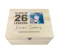 Personalised 'Class Of 26' School Leavers Photo Memory Box | Custom Name & School | Pine Wood Keepsake Box | Unique Graduation Gift for Students | W36cm x D27cm x H20cm