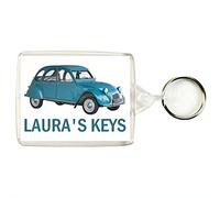 Personalised Classic Car Keyring for 2CV DEUX CHEVAUX TIN SNAIL Enthusiasts