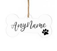 Personalised Clear Dog Bone Christmas Bauble - Custom Pet Ornament with Name & Paw print | Puppy’s First Dog Keepsake