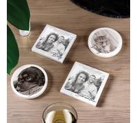 Personalised Coaster Customised Marble Stone Set Any Text and Your Own Image Photo Coaster (Circle)
