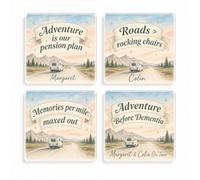 Personalised Coaster Set Adventure Before Dementia Motorhome Gift