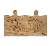 Personalised Coaster Set of 2 Wooden Heart Coasters Engraved Jigsaw Wood Coaster Personalised Gifts His Her Gift for Anniversary Valentines Christmas (Design 2)