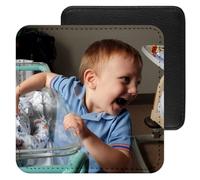 Personalised Coaster Using Your Photos - Faux Leather, 10cm, Square - Decorative Home Accessories, Drink Coasters, Novelty Placemats, Make Your Own Coasters