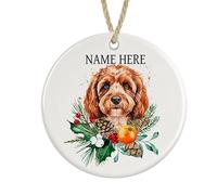 Personalised Cockapoo Ceramic Christmas Tree Bauble Decoration (Apricot colour)