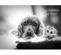 Personalised Cocker Spaniel Black and White Greeting Card (Birthday, Mothers Day, Fathers Day, Christmas, Blank) - Custom Card for Him Her Male Female Family Kids