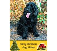 Personalised Cocker Spaniel Dog Christmas Card (Merry Christmas, Any Name) - Custom Xmas Card for Him or Her Male Female Kids Boys Girls