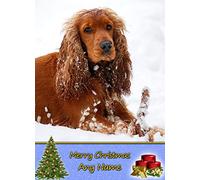 Personalised Cocker Spaniel Dog Christmas Card (Merry Christmas, Any Name) - Custom Xmas Card for Him or Her Male Female Kids Boys Girls