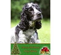 Personalised Cocker Spaniel Dog Christmas Card (Merry Christmas, Any Name) - Custom Xmas Card for Him or Her Male Female Kids Boys Girls