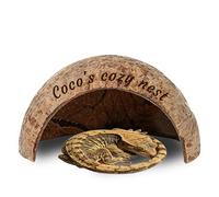 Personalised Coconut Hideout, Personalised Small Animal Tent - Custom Laser Engraved Reptile Hide Cave, Natural Summer Cooling Shelter for Lizard Hermit Crab Hamster, Pet Gift (B)