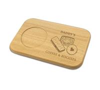 Personalised Coffee & Biscuit Board Wooden Serving Tray with Cup Holder Engraved Name Custom Snack Tray for Men Women Tea Coffee Lovers Gift Birthday Housewarming Kitchen
