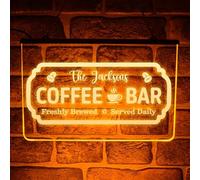 Personalised Coffee Neon Light Up Sign | Custom Name Plaque for Home Barista, Cafe or Shop | USB Powered Wall Decor | Kitchen Coffee Bar | Gift Ideas (White)