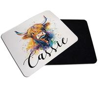 Personalised Colorful Highland Cow custom name gift for kids,Mouse pad, PC/Computer Mat, Desk Mat, Work-Desk-Office/Daily use Computer Accessories.