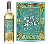 Personalised Colour and Gold Gilt Effect Wine Bottle Label - Wedding, Engagement, Anniversary, Birthday, Hen Night or Any Occasion You Like (Green/Gold)