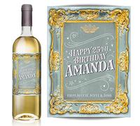 Personalised Colour and Gold Gilt Effect Wine Bottle Label - Wedding, Engagement, Anniversary, Birthday, Hen Night or Any Occasion You Like (Silver/Gold)