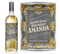 Personalised Colour and Gold Gilt Effect Wine Bottle Label - Wedding, Engagement, Anniversary, Birthday, Hen Night or Any Occasion You Like (Dark Grey/Gold)