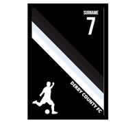 Personalised Colour Stripe A4 Framed Print for Derby County supporters, black frame