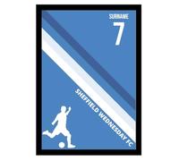 Personalised Colour Stripe A4 Framed Print for Sheffield Wednesday supporters, black frame