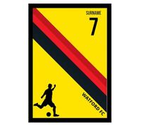 Personalised Colour Stripe A4 Framed Print for Watford supporters, black frame