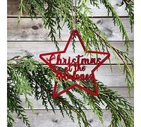 Personalised Coloured Star Christmas Tree Decoration, Wooden Family Name Bauble, Keepsake Bauble Gift, Festive Star Decoration