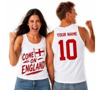 Personalised Come On England Men Women Football Vest Unisex L Red
