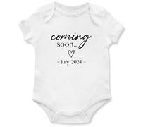 Personalised Coming Soon Babygrow New Family Member Custom Name Baby Announcement Babies Boy Girl Vest, 0-3 Months, White