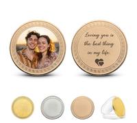 Personalised Commemorative Coin Custom Challenge Coin with photo Logo Text, Memorial Gifts for Couples/Anniversary/Wedding/Pet,Graduation Gifts,Work Team, Presented in a Clear Gift Box (Rose Gold)