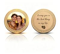 Personalised Commemorative Coin, Custom Challenge Coin with Photo, Text or Logo, Birthday Anniversary Graduation Gift, Loving Memory Token, Acrylic Box Included (Rose Gold-5CM)