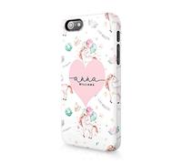 Personalised Compatible with iPhone 5 / 5s / SE 2016 Tirita Hard Case Cover PRINTED GLITTER, NOT REAL GLITTER Magical Unicorns Heart Pastel Colours Pink Stars Custom Initials Name Bling