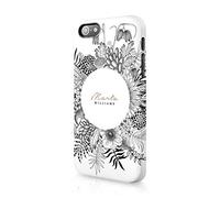 Personalised Compatible with iPhone 5 / 5s / SE 2016 Tirita Hard Case Cover PRINTED GLITTER, NOT REAL GLITTER Floral Flowers Black and White Gold B&W Custom Initials Name Bling