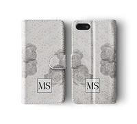 Personalised Compatible with iPhone 6 Plus & 6s Plus Tirita Flip Wallet Case Cover PU Leather Rock Skulls Roses Dead Flowers Custom Initials Name Monogram