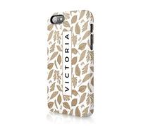 Personalised Compatible with iPhone 6 Plus & 6s Plus Tirita Hard Case Cover PRINTED GLITTER, NOT REAL GLITTER Floral Flowers Black and White Gold B&W Custom Initials Name Bling