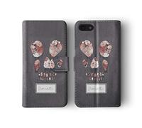 Personalised Compatible with iPhone 7 Plus & 8 Plus Tirita Flip Wallet Case Cover PU Leather Rock Skulls Roses Dead Flowers Custom Initials Name Monogram