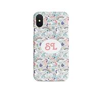 Personalised Compatible with iPhone Xr Tirita Hard Case Cover Unicorn Rainbow Cute Custom Initials Name Monogram Design Designer Pattern Snap-On Protective