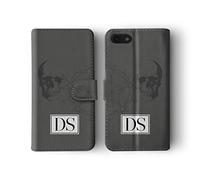 Personalised Compatible with iPhone Xs Max Tirita Flip Wallet Case Cover PU Leather Rock Skulls Catrina Roses Dead Crow Raven Custom Initials Name