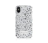 Personalised Compatible with Samsung Galaxy S6 Tirita Hard Case Cover PRINTED GLITTER, NOT REAL GLITTER Marble Silver Granite Texture Custom Initials Name Bling