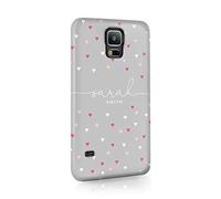 Personalised Compatible with Samsung Galaxy S7 Edge Tirita Hard Case Cover Hearts Rain Polka Dots Pink Colour Custom Initials Name Monogram