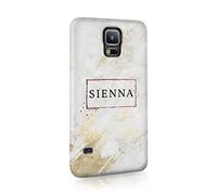 Personalised Compatible with Samsung Galaxy S7 Edge Tirita Hard Case Cover PRINTED GLITTER, NOT REAL GLITTER Gold Golden Marble Granite Custom Initials Name Bling