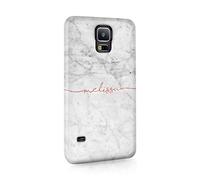 Personalised Compatible with Samsung Galaxy S7 Edge Tirita Hard Case Cover PRINTED GLITTER, NOT REAL GLITTER Marble Gold Hearts Monogram Cute Custom Initials Name Bling