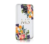 Personalised Compatible with Samsung Galaxy S7 Edge Tirita Hard Case Cover PRINTED GLITTER, NOT REAL GLITTER Floral Flowers Shabby Chic Autumn Violet Roses Custom Initials Name Bling
