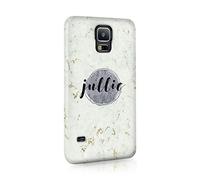 Personalised Compatible with Samsung Galaxy S7 Edge Tirita Hard Case Cover PRINTED GLITTER, NOT REAL GLITTER Gold Golden Marble Granite Custom Initials Name Bling