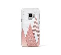 Personalised Compatible with Samsung Galaxy S7 Edge Tirita Hard Case Cover PRINTED GLITTER, NOT REAL GLITTER Marble Rose Gold Geometric Foil Polka Dots Canvas Custom Initials Name Bling