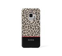 Personalised Compatible with Samsung Galaxy S7 Edge Tirita Hard Case Cover PRINTED GLITTER, NOT REAL GLITTER Animal Print Gold Leopard Snake Skin Custom Initials Name Bling