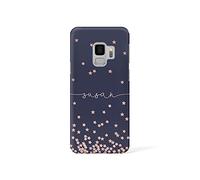Personalised Compatible with Samsung Galaxy S7 Edge Tirita Hard Case Cover PRINTED GLITTER, NOT REAL GLITTER Floating Stars Marble Gold Glitter Bling Dots Custom Initials